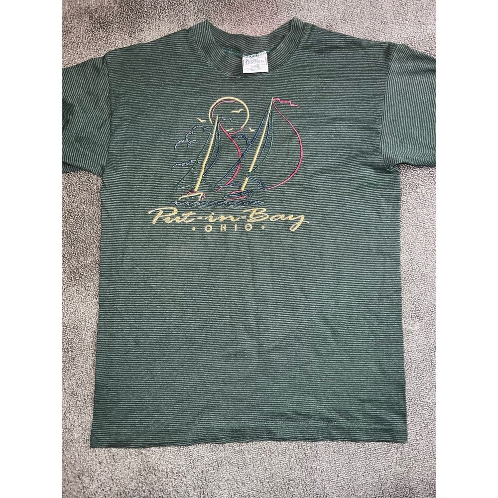 Vintage single stitch Put In Bay Ohio Premier Sportswear Sail boat T shirt Med